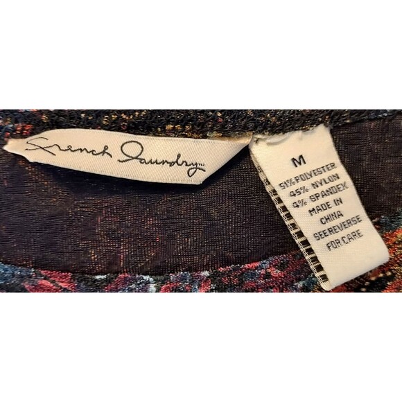 French Laundry Shirt Top Stretch Colorful 3/4 Sleeve Pullover Size Medium - Picture 7 of 11